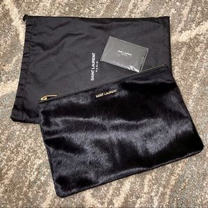 NWT Saint Laurent pony hair pouch clutch